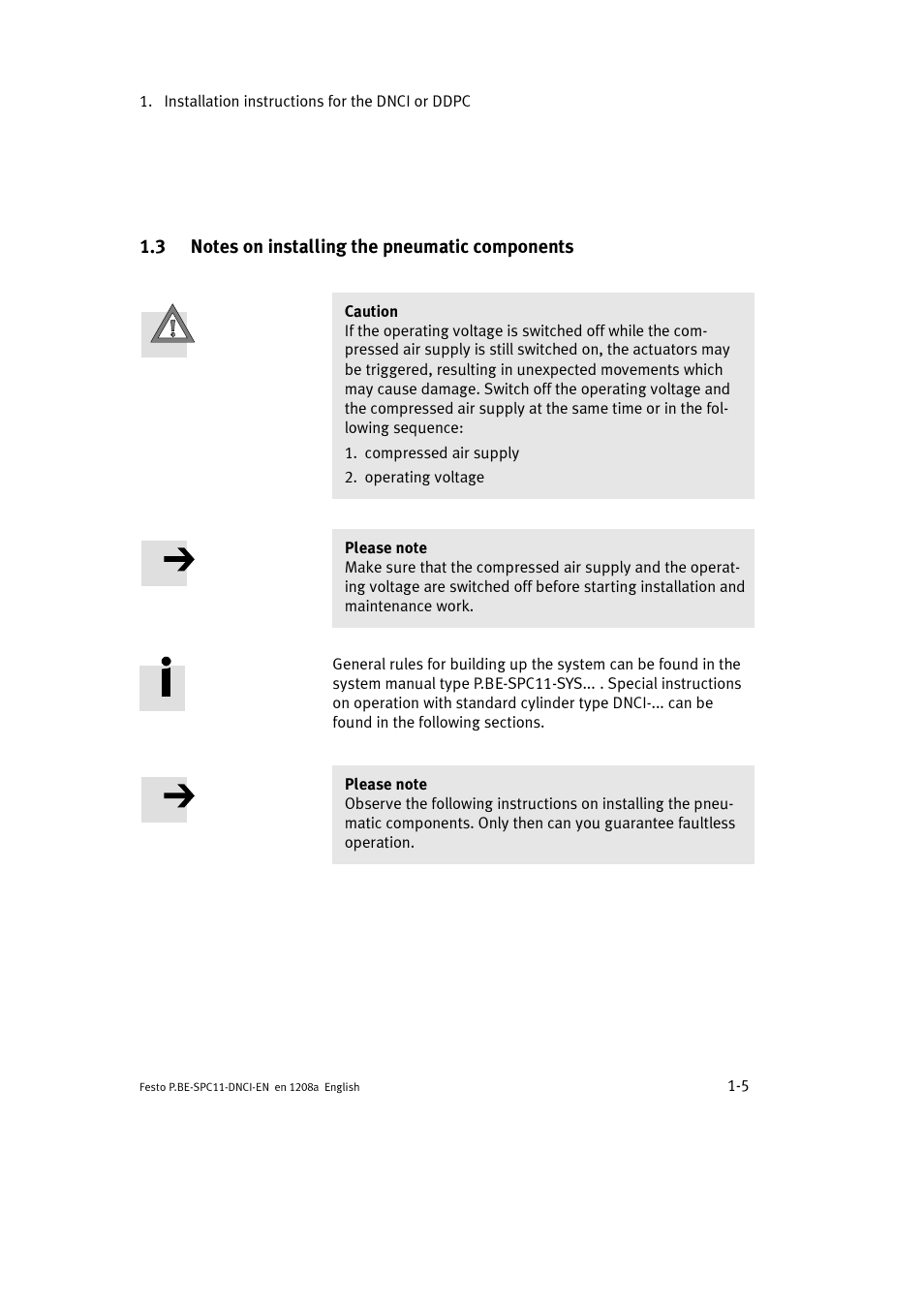 3 notes on installing the pneumatic components | Festo Контроллер крайних положений SPC11 User Manual | Page 19 / 60