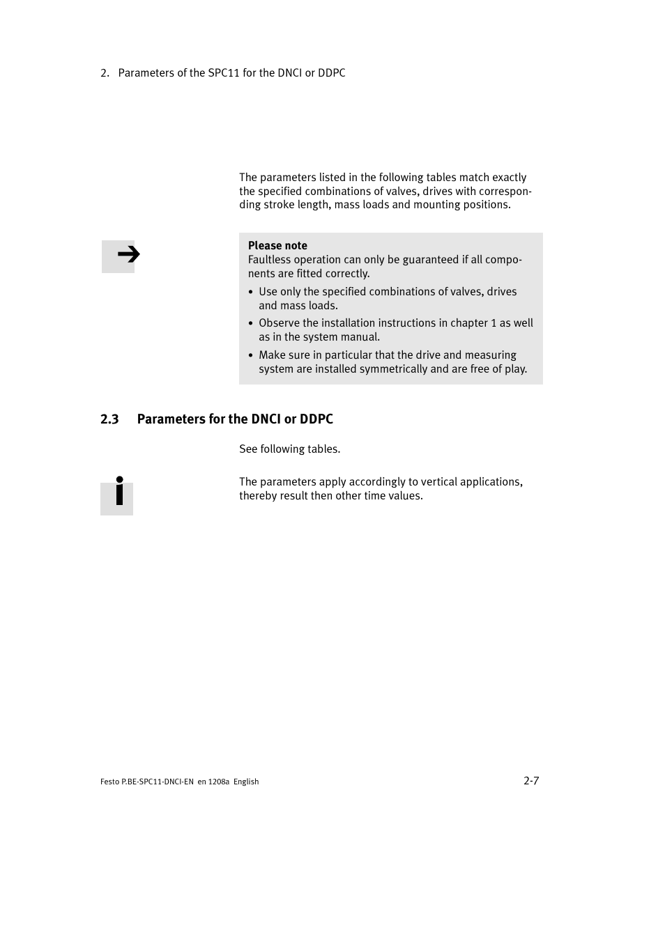 3 parameters for the dnci or ddpc | Festo Контроллер крайних положений SPC11 User Manual | Page 35 / 60