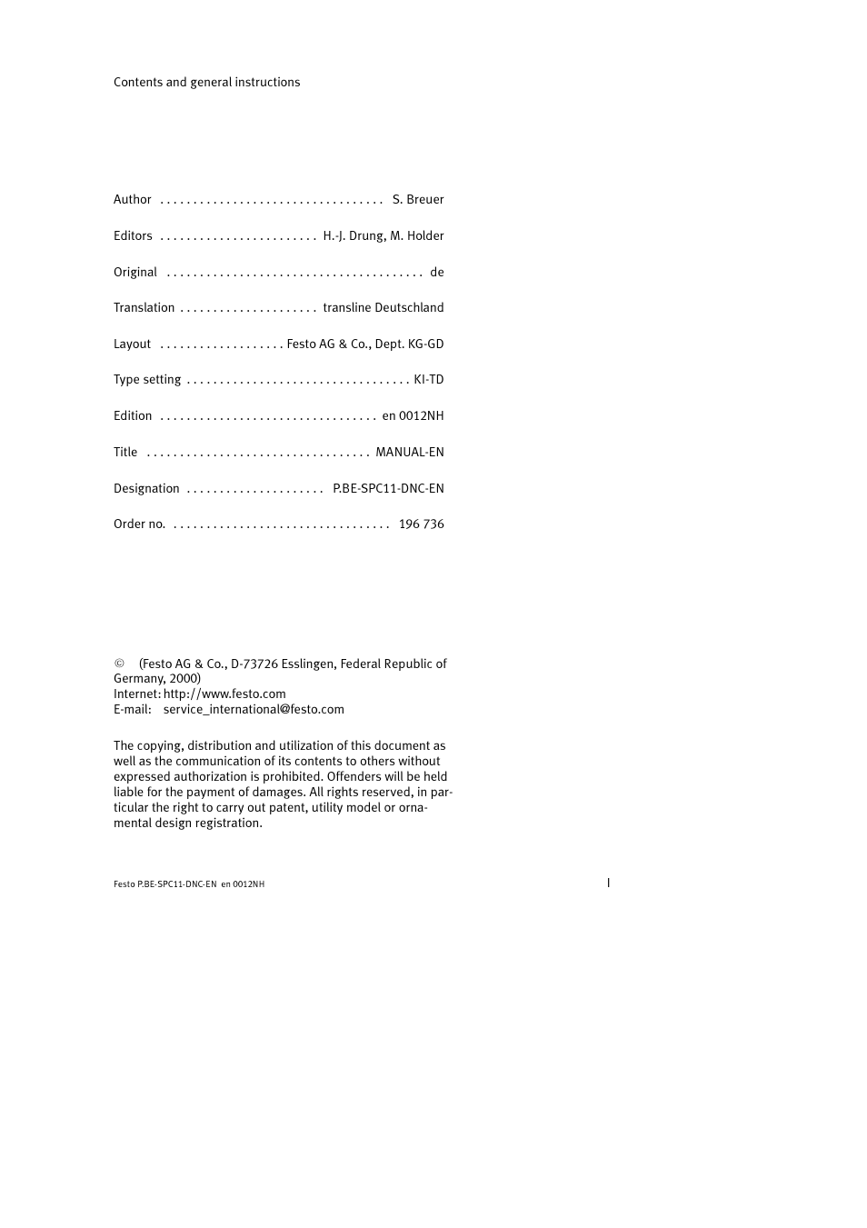 Festo Контроллер крайних положений SPC11 User Manual | Page 3 / 64