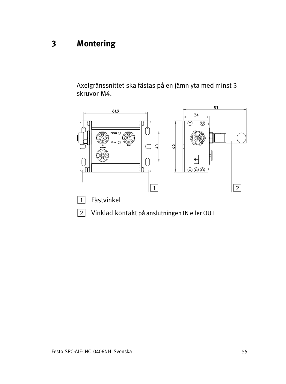 3montering | Festo Интерфейс привода SPC-AIF User Manual | Page 55 / 62