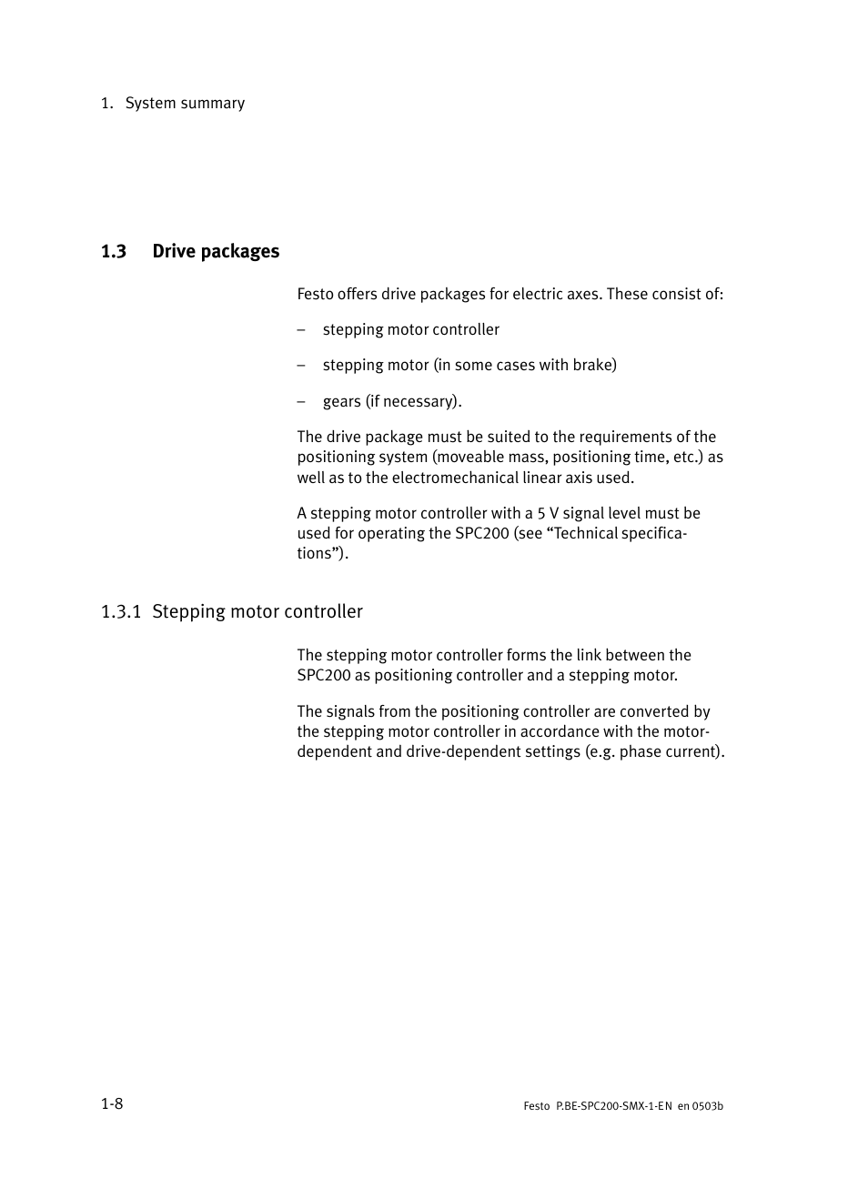 3 drive packages, 1 stepping motor controller, Drive packages | Stepping motor controller | Festo Кабели и принадлежности User Manual | Page 22 / 103