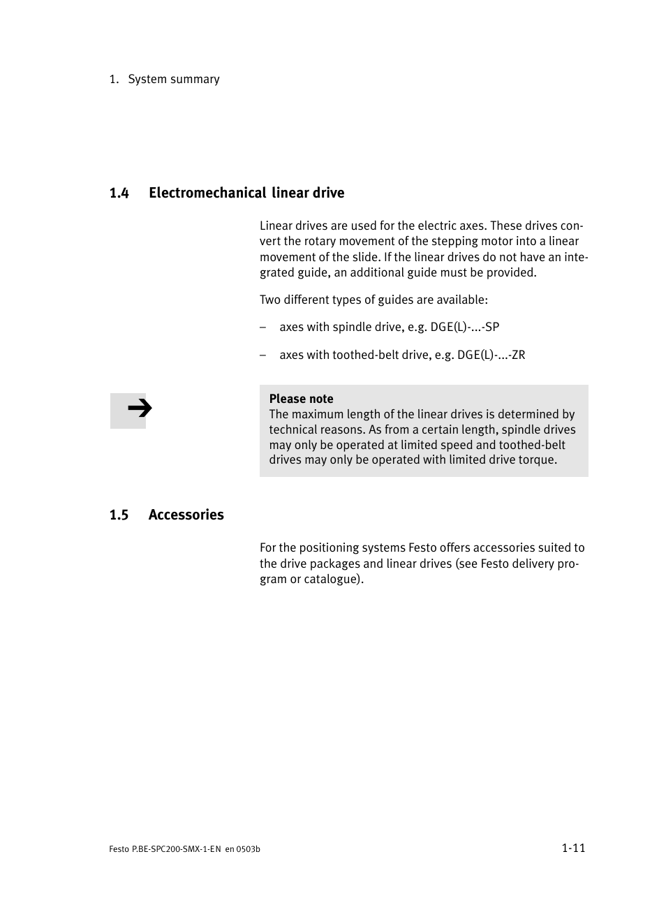 4 electromechanical linear drive, 5 accessories, Electromechanical linear drive | Accessories | Festo Кабели и принадлежности User Manual | Page 25 / 103