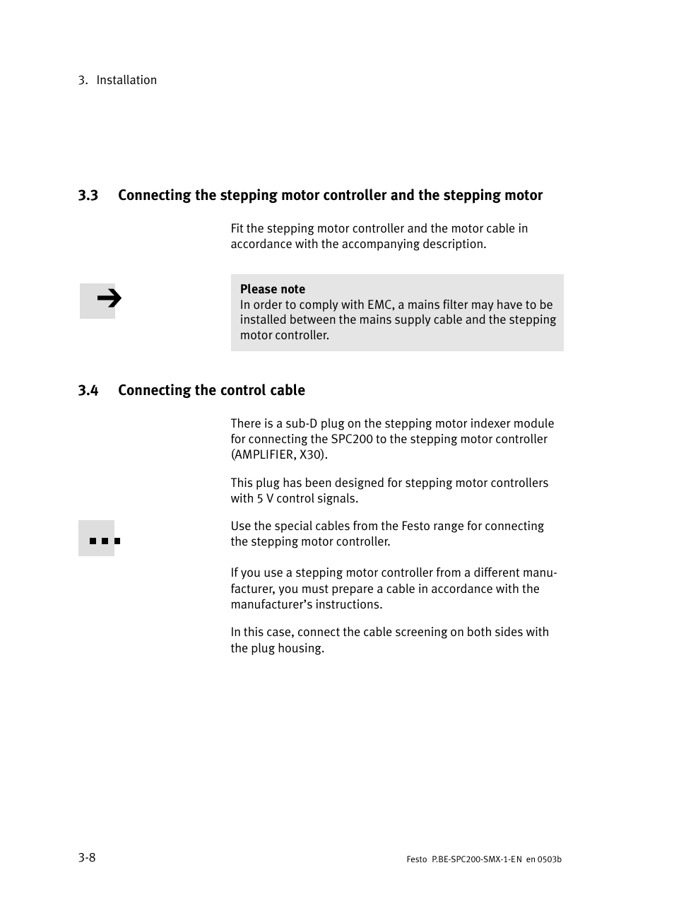 4 connecting the control cable, Connecting the control cable | Festo Кабели и принадлежности User Manual | Page 43 / 103