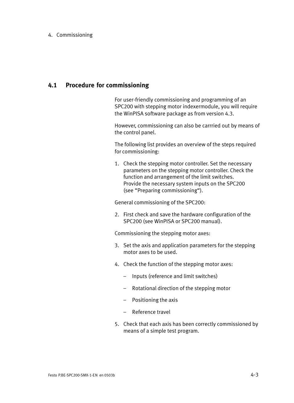 1 procedure for commissioning, Procedure for commissioning | Festo Кабели и принадлежности User Manual | Page 48 / 103