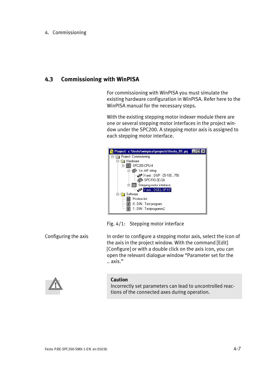 3 commissioning with winpisa, Commissioning with winpisa | Festo Кабели и принадлежности User Manual | Page 52 / 103