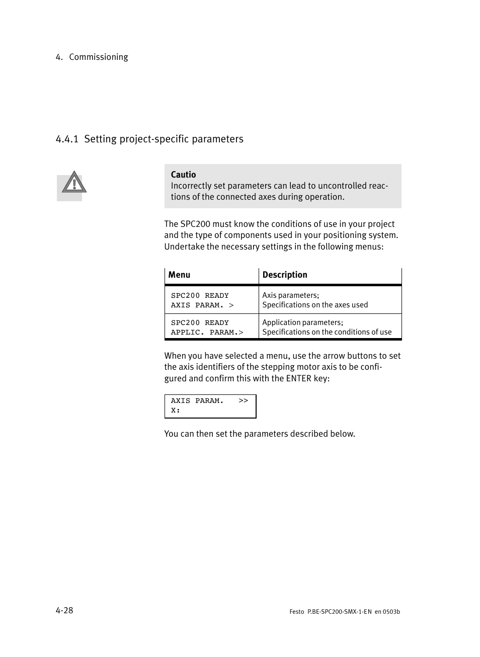 1 setting project-specific parameters, Setting project−specific parameters, 1 setting project−specific parameters | Festo Кабели и принадлежности User Manual | Page 73 / 103