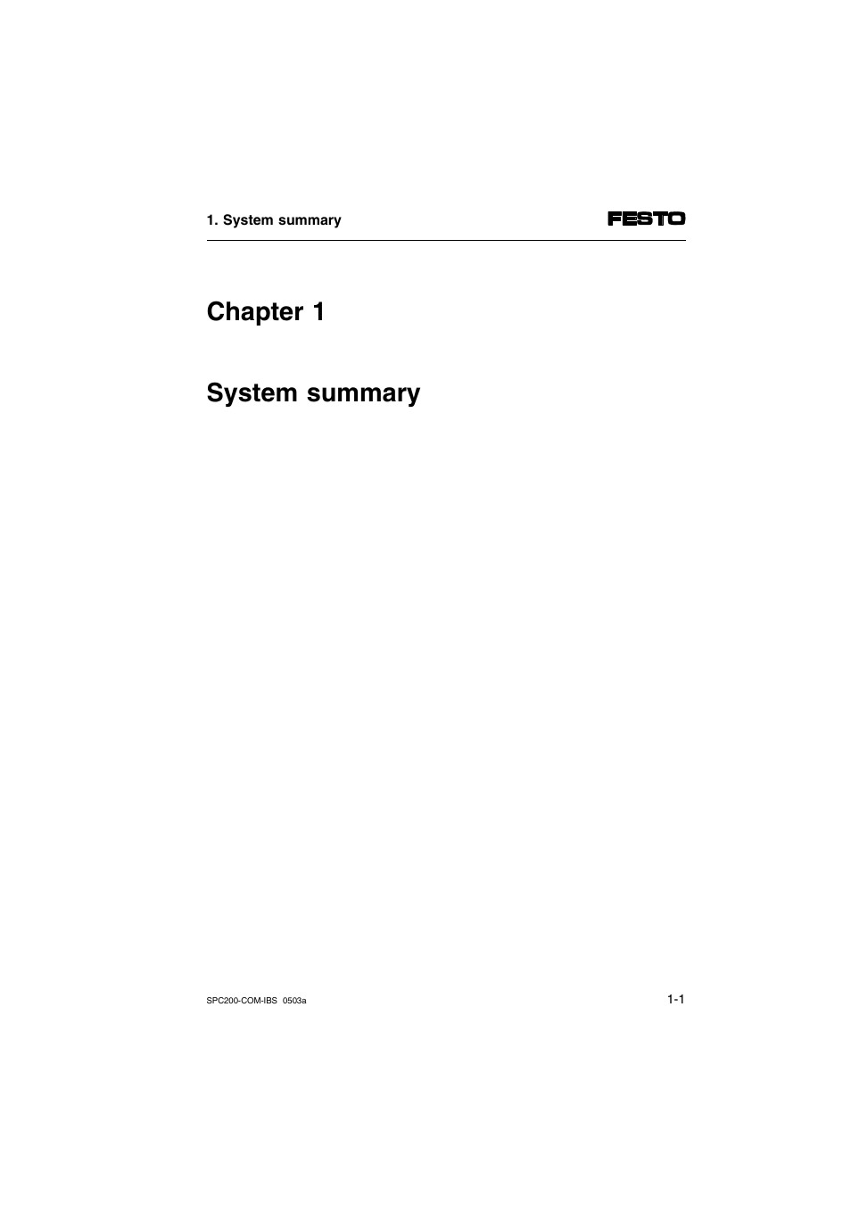 Chapter 1 system summary | Festo Кабели и принадлежности User Manual | Page 13 / 88