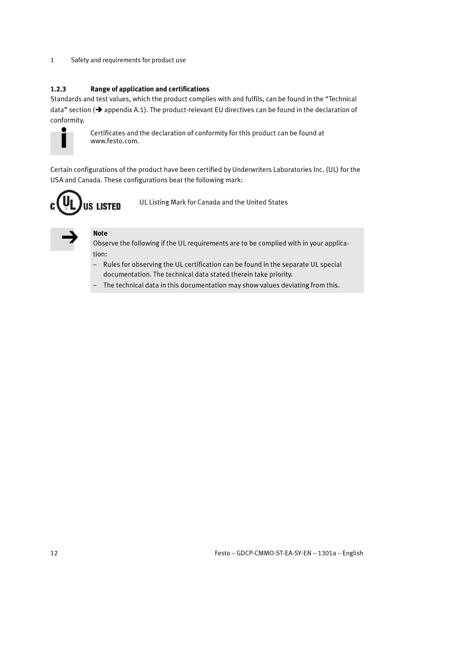 3 range of application and certifications | Festo Электроцилиндр User Manual | Page 12 / 134