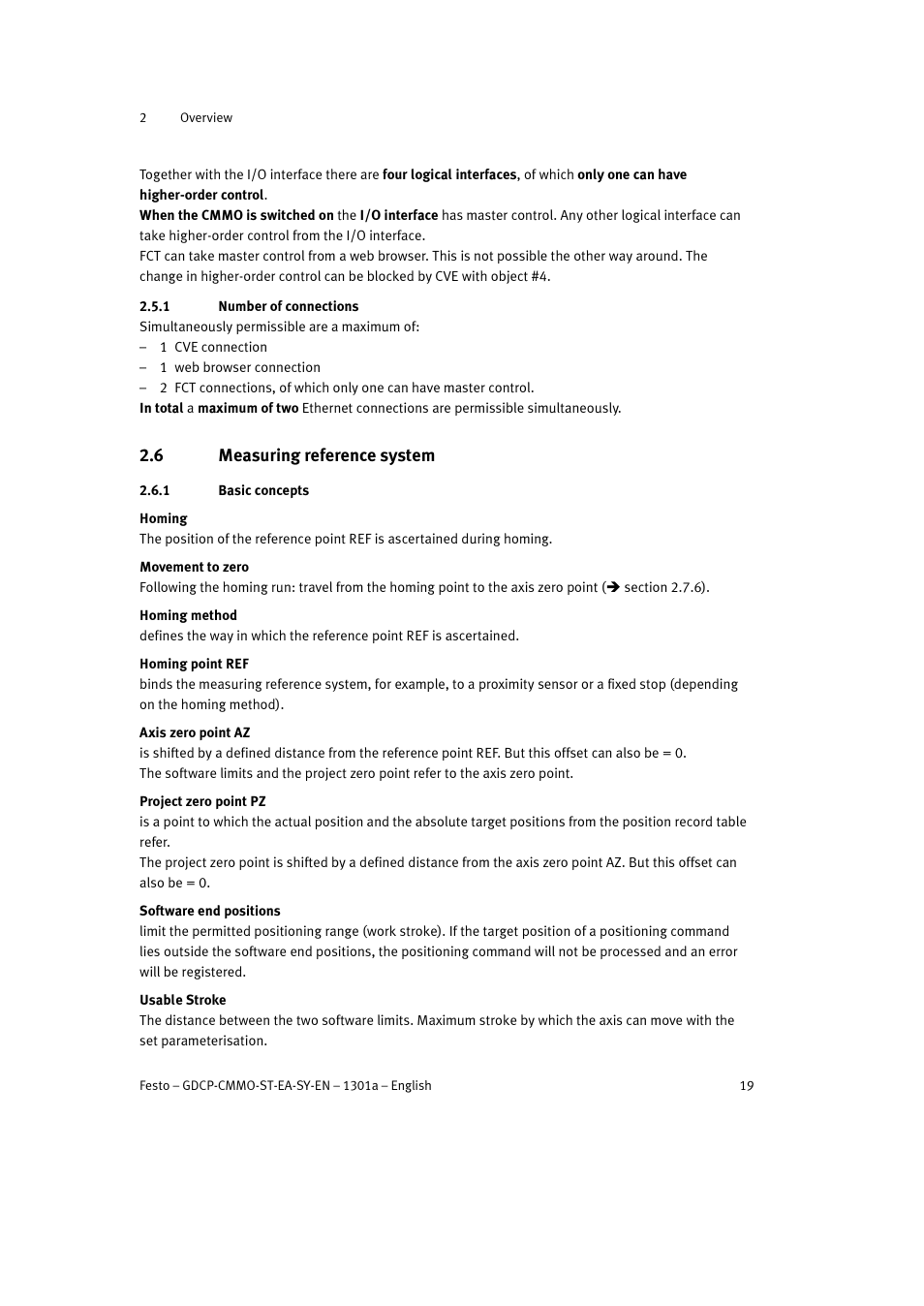 1 number of connections, 6 measuring reference system, 1 basic concepts | Festo Электроцилиндр User Manual | Page 19 / 134