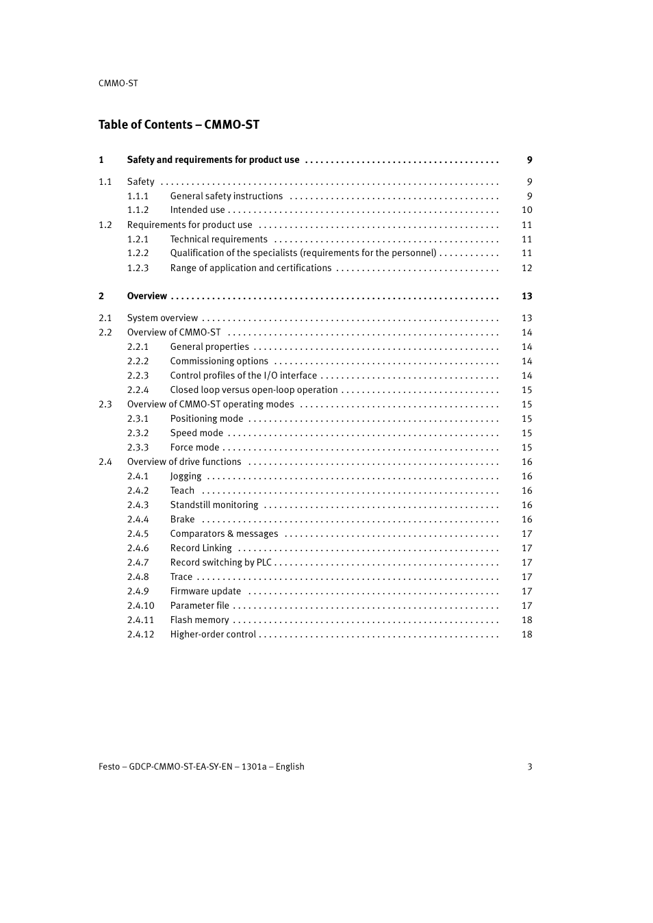 Table of contents – cmmo-st | Festo Электроцилиндр User Manual | Page 3 / 134