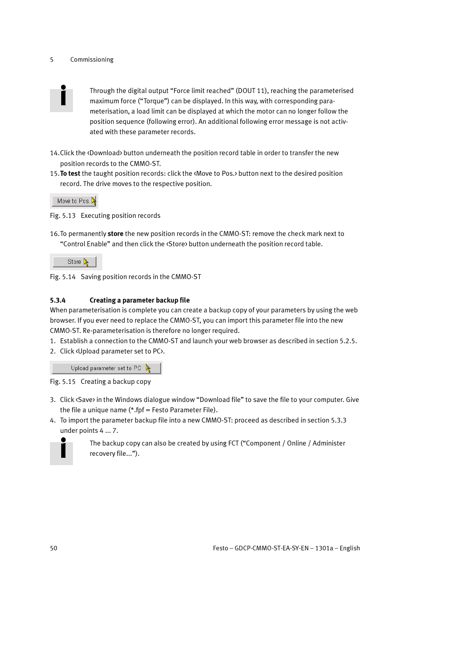 4 creating a parameter backup file | Festo Электроцилиндр User Manual | Page 50 / 134