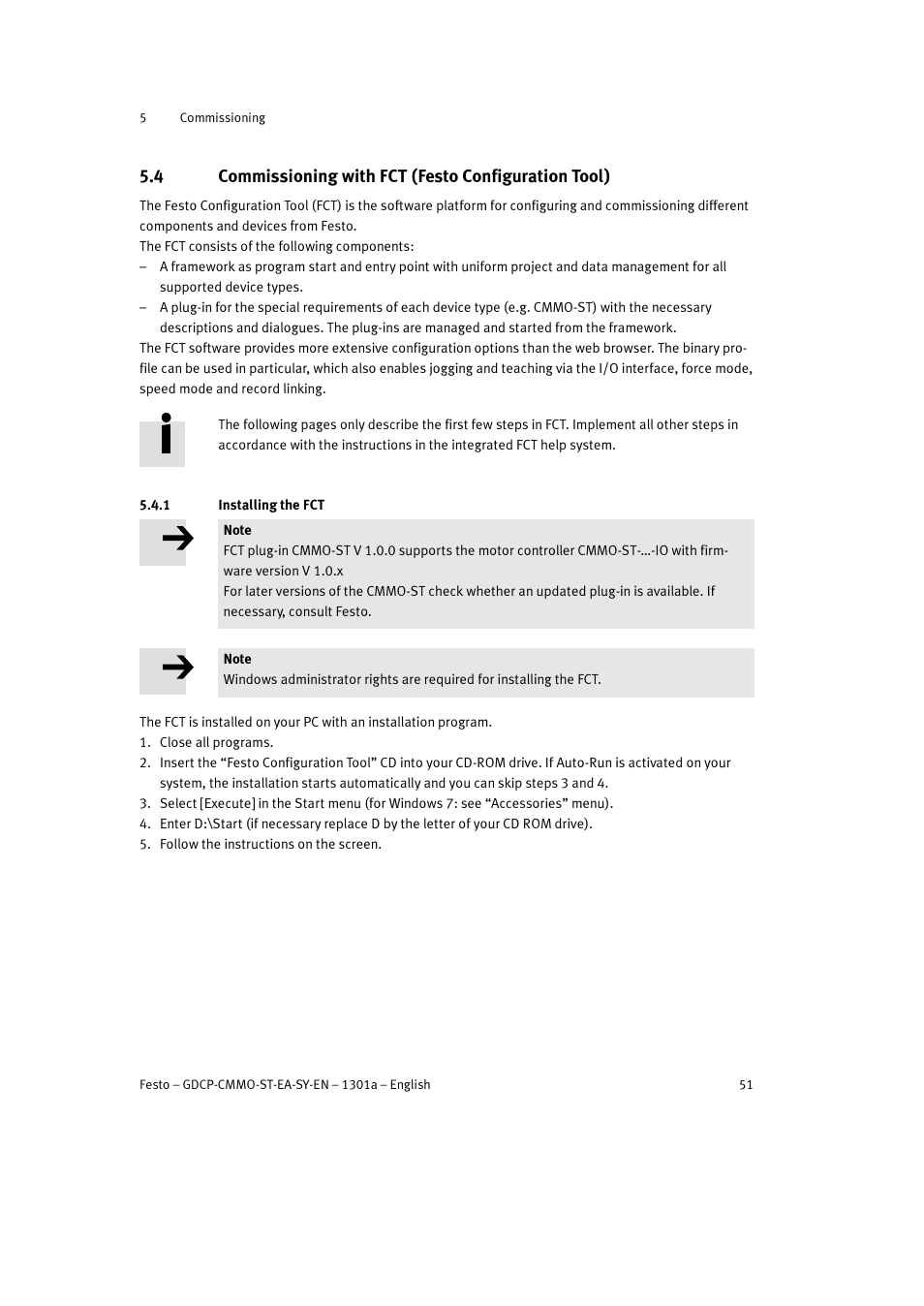 1 installing the fct | Festo Электроцилиндр User Manual | Page 51 / 134