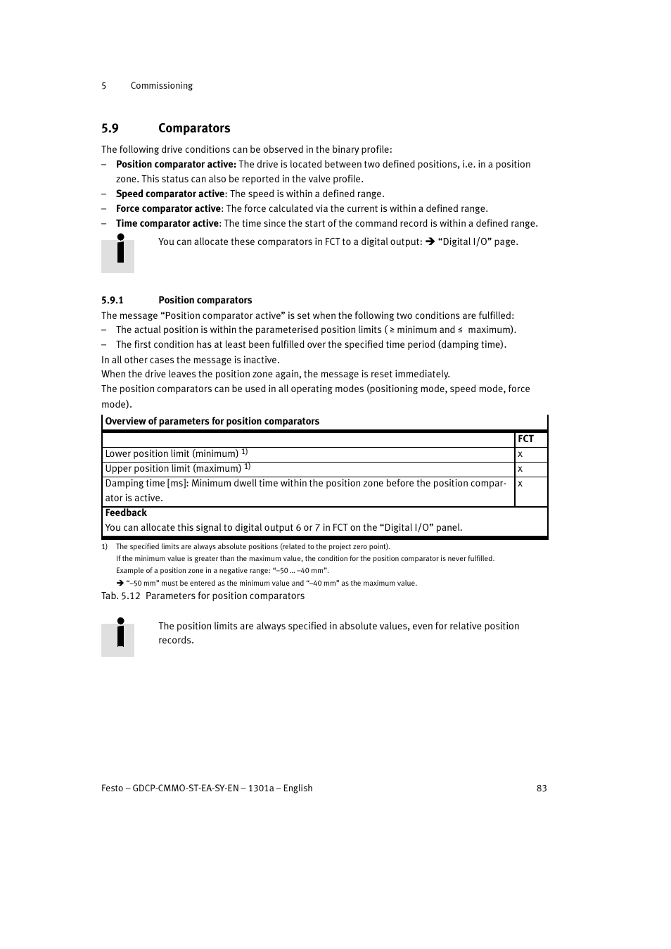 9 comparators, 2 speed comparators, 3 force comparators | Festo Электроцилиндр User Manual | Page 83 / 134