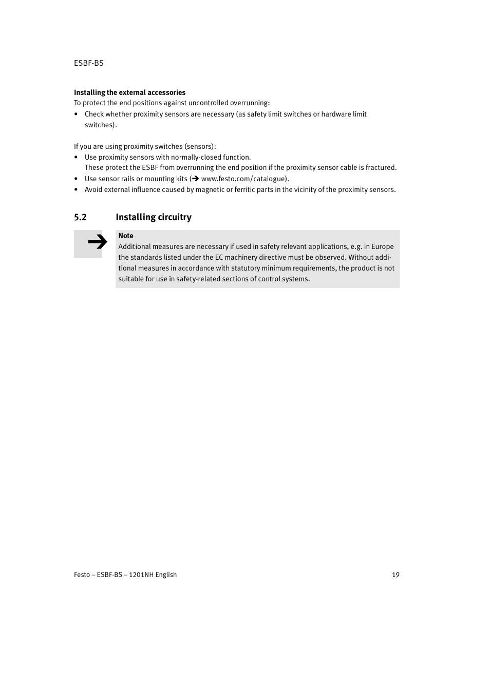 2 installing circuitry | Festo Электроцилиндр ESBF User Manual | Page 19 / 72