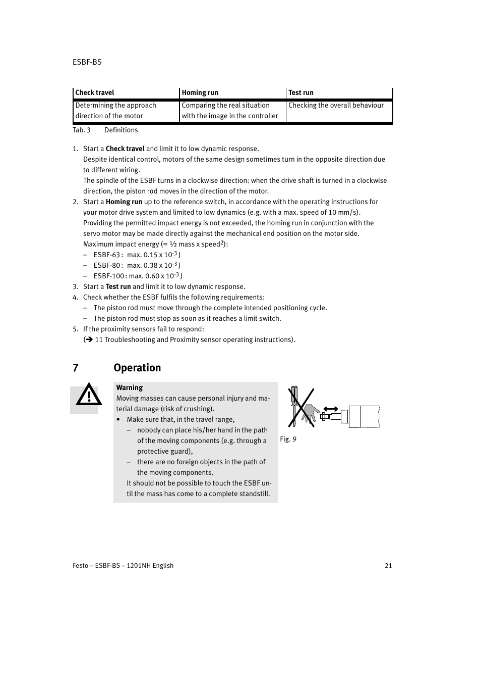 7 operation, 7operation | Festo Электроцилиндр ESBF User Manual | Page 21 / 72