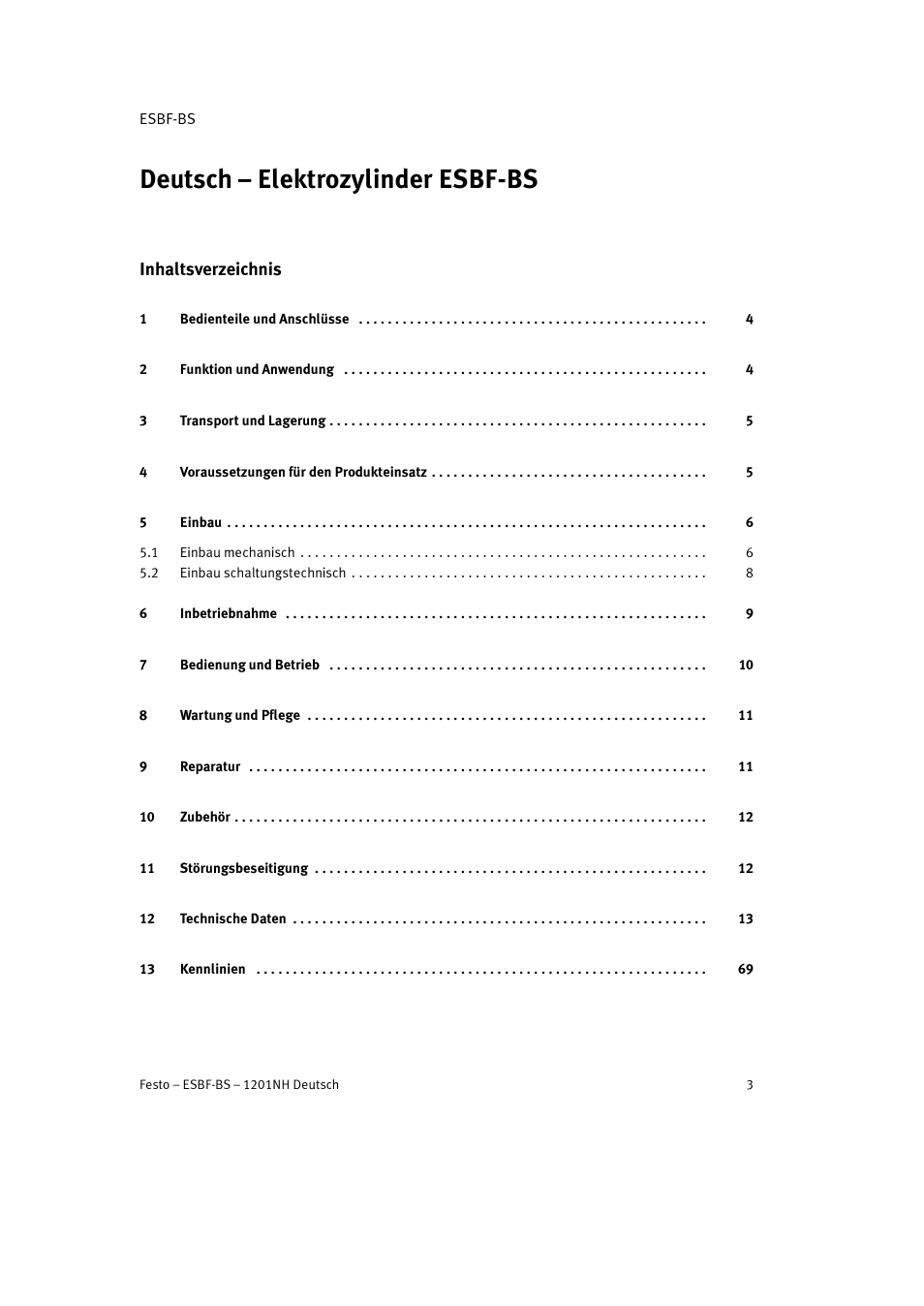 Festo Электроцилиндр ESBF User Manual | Page 3 / 72