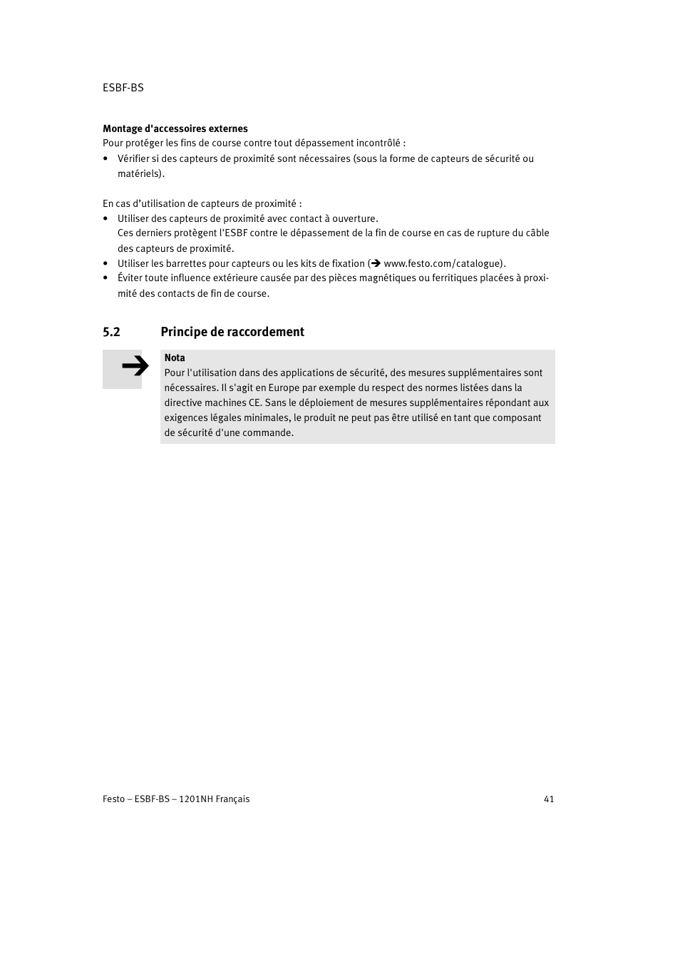 2 principe de raccordement | Festo Электроцилиндр ESBF User Manual | Page 41 / 72