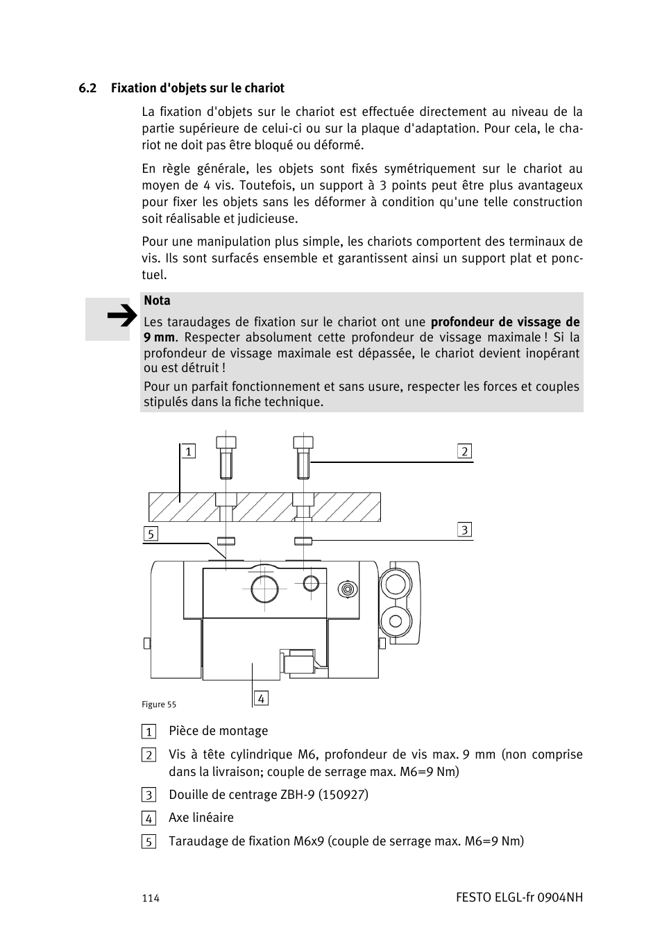 Ixation d, Objets sur le chariot | Festo Линейный привод ELGL-LAS User Manual | Page 115 / 216