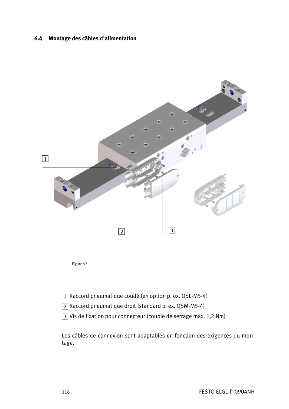 Ontage des câbles d, Alimentation | Festo Линейный привод ELGL-LAS User Manual | Page 117 / 216