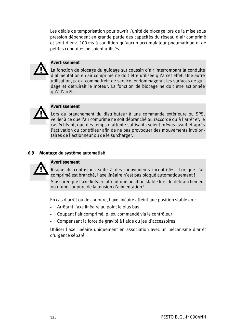 Ontage du système automatisé | Festo Линейный привод ELGL-LAS User Manual | Page 126 / 216