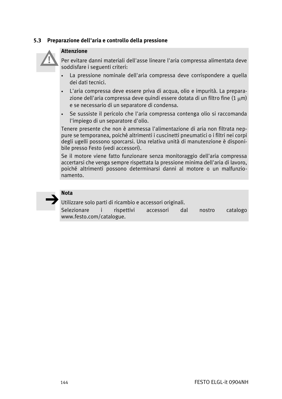 Reparazione dell, Aria e controllo della pressione | Festo Линейный привод ELGL-LAS User Manual | Page 145 / 216
