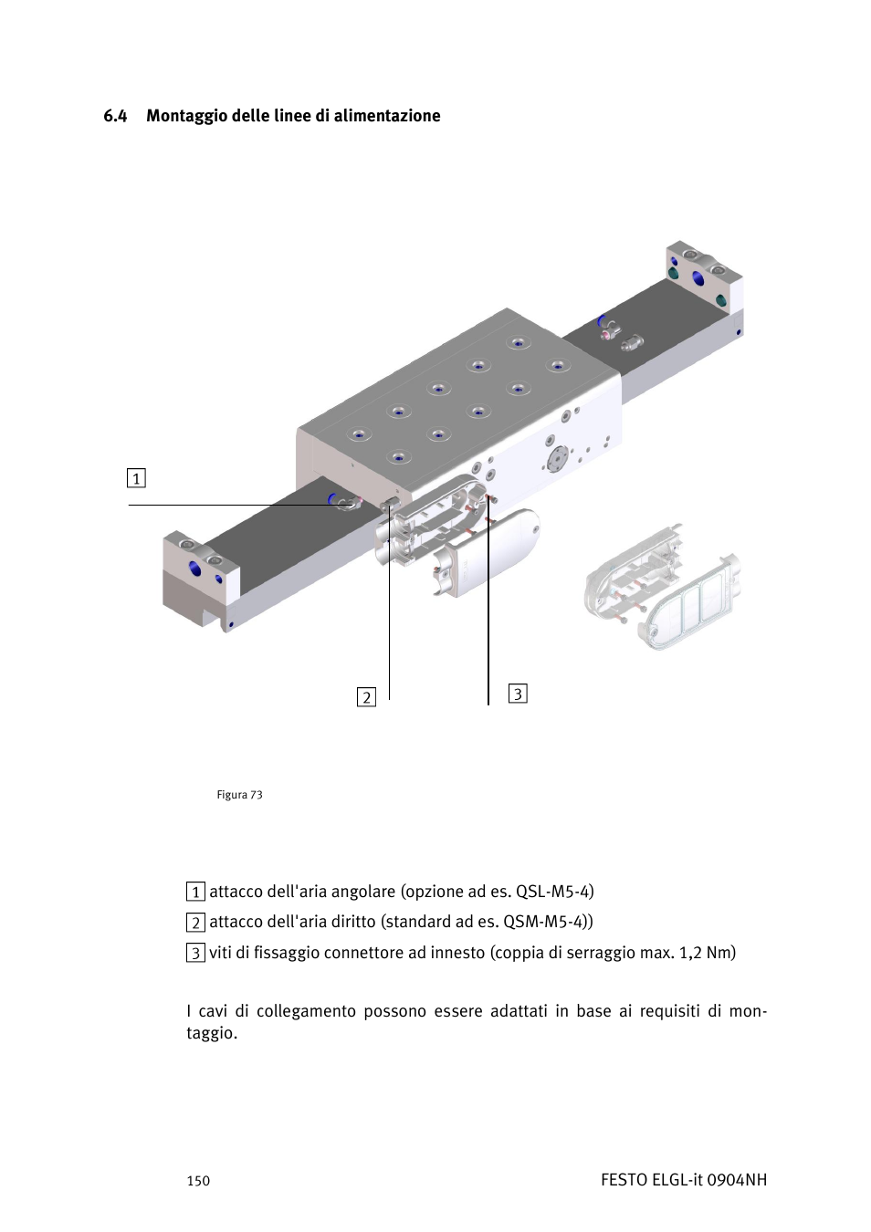 Ontaggio delle linee di alimentazione | Festo Линейный привод ELGL-LAS User Manual | Page 151 / 216