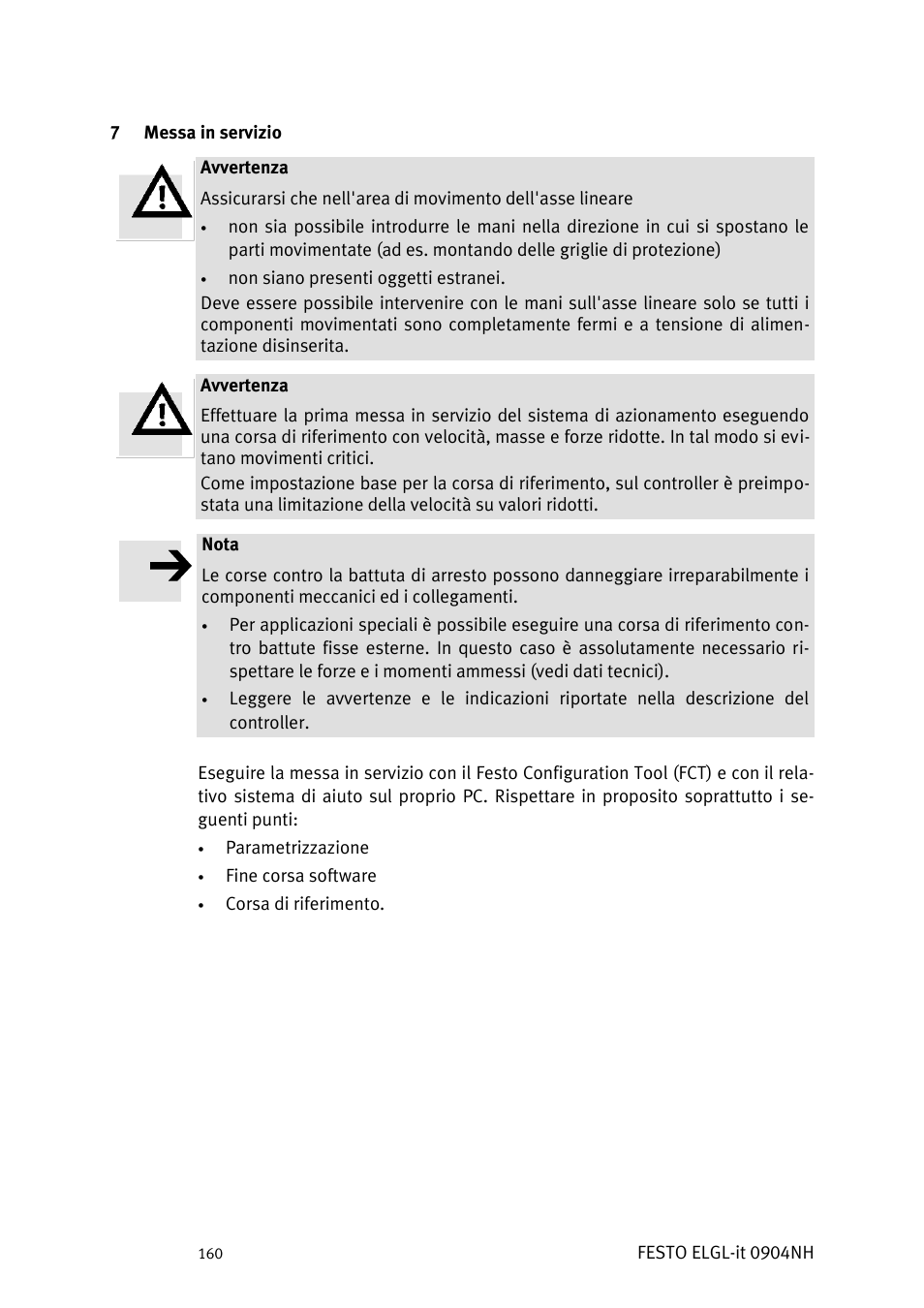 Messa in servizio | Festo Линейный привод ELGL-LAS User Manual | Page 161 / 216