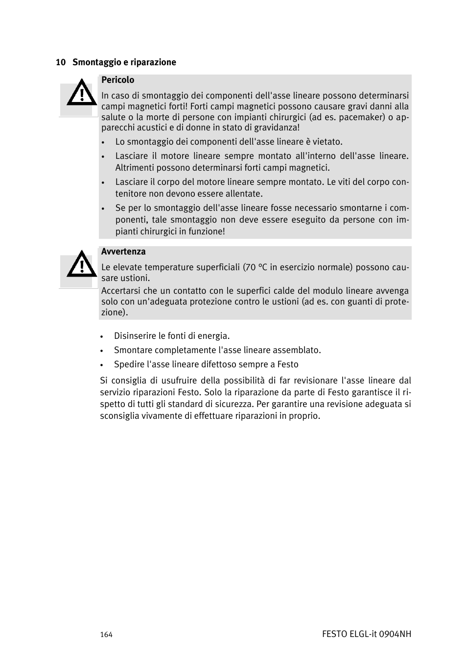 Smontaggio e riparazione | Festo Линейный привод ELGL-LAS User Manual | Page 165 / 216