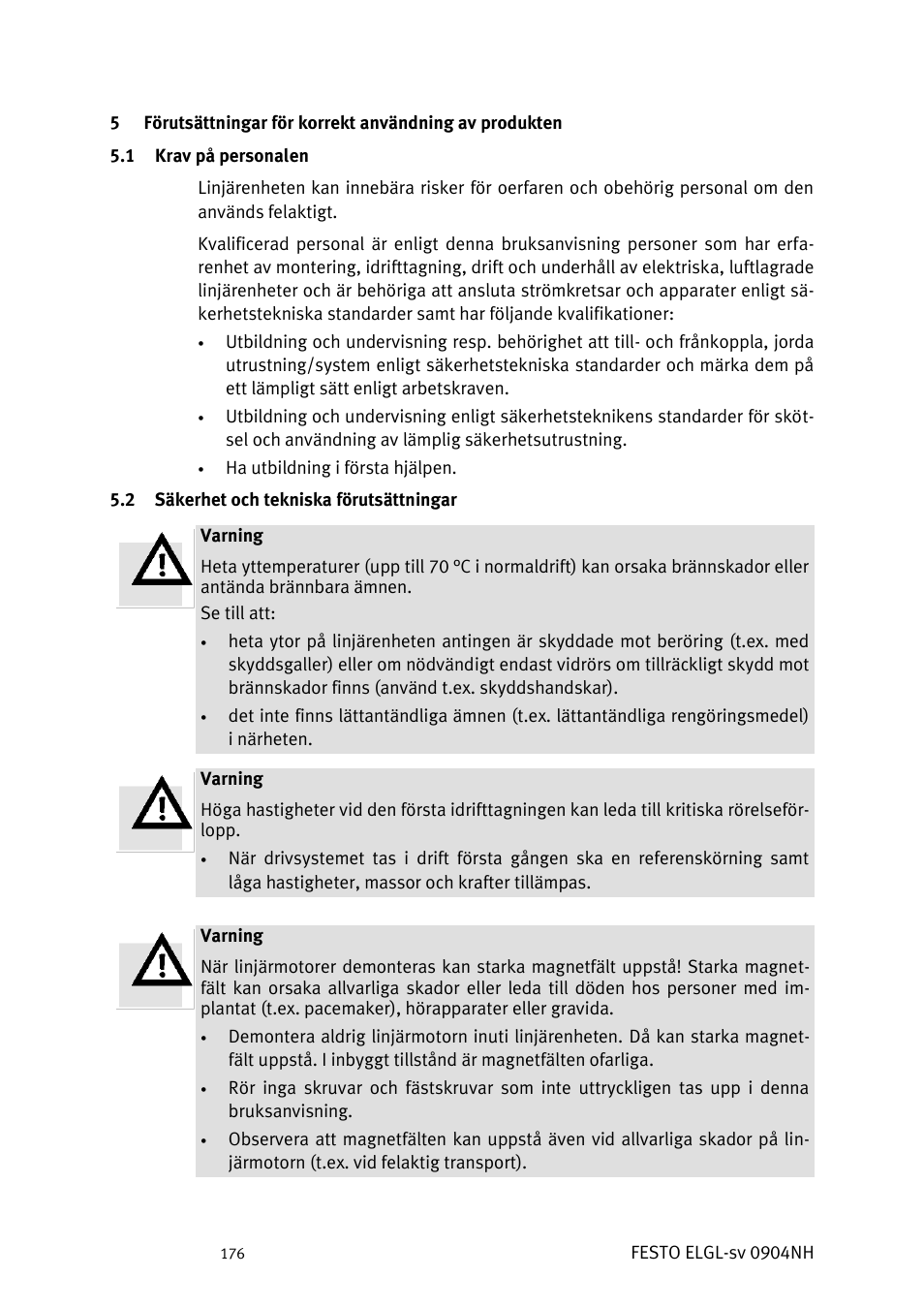 Rav på personalen, Äkerhet och tekniska förutsättningar | Festo Линейный привод ELGL-LAS User Manual | Page 177 / 216