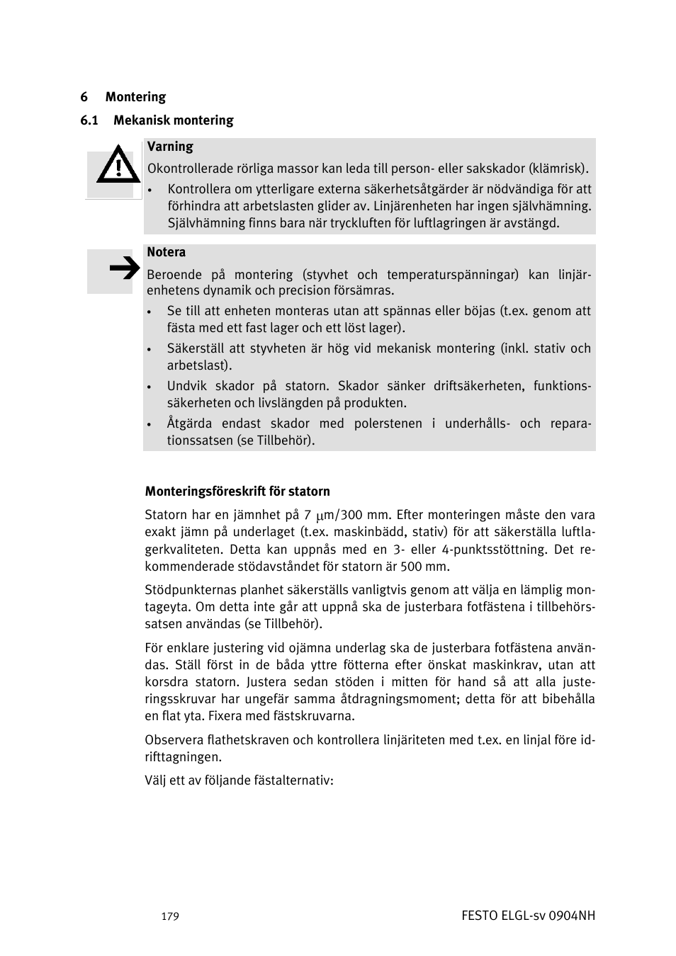 Montering, Ekanisk montering | Festo Линейный привод ELGL-LAS User Manual | Page 180 / 216