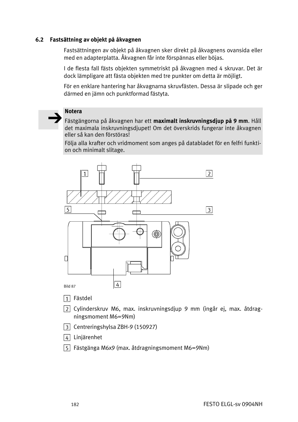 Astsättning av objekt på åkvagnen | Festo Линейный привод ELGL-LAS User Manual | Page 183 / 216