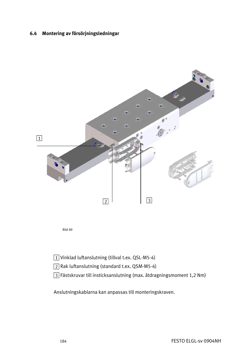 Ontering av försörjningsledningar | Festo Линейный привод ELGL-LAS User Manual | Page 185 / 216
