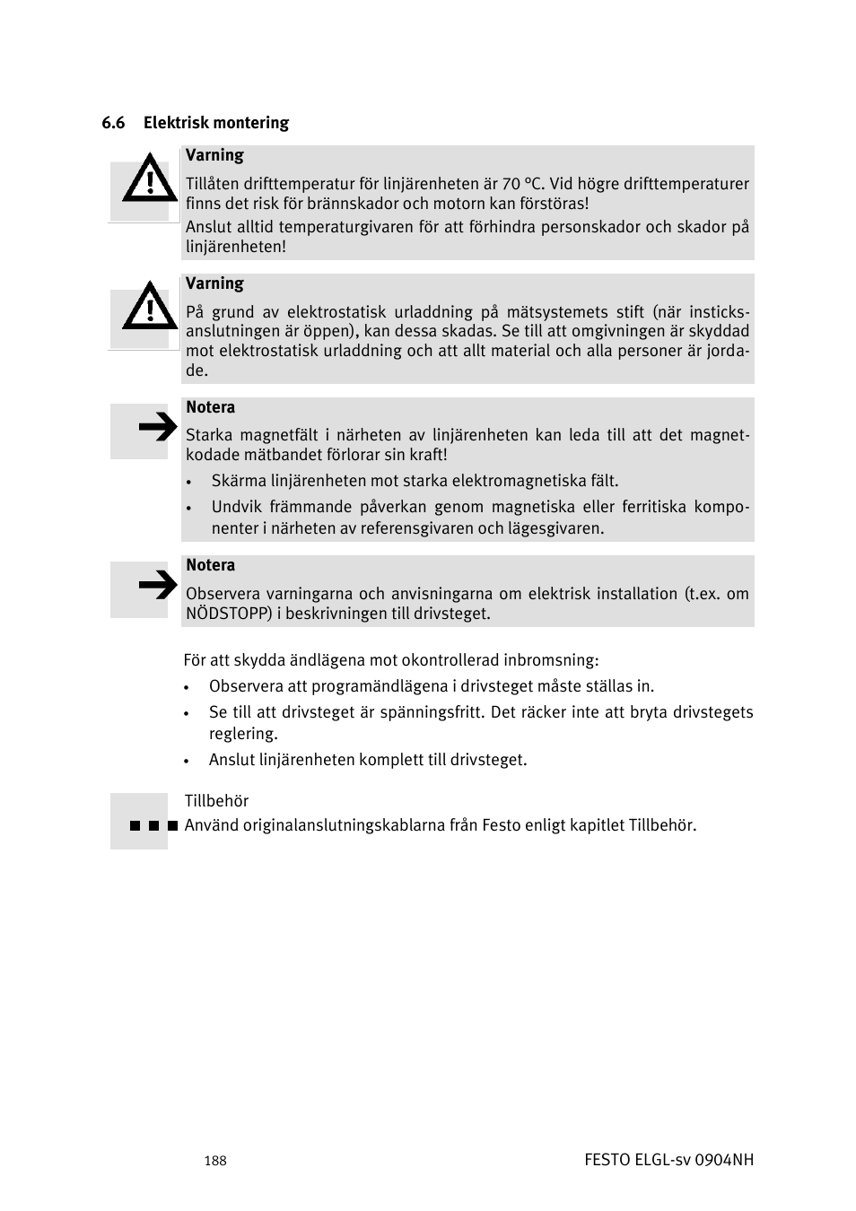 Lektrisk montering | Festo Линейный привод ELGL-LAS User Manual | Page 189 / 216