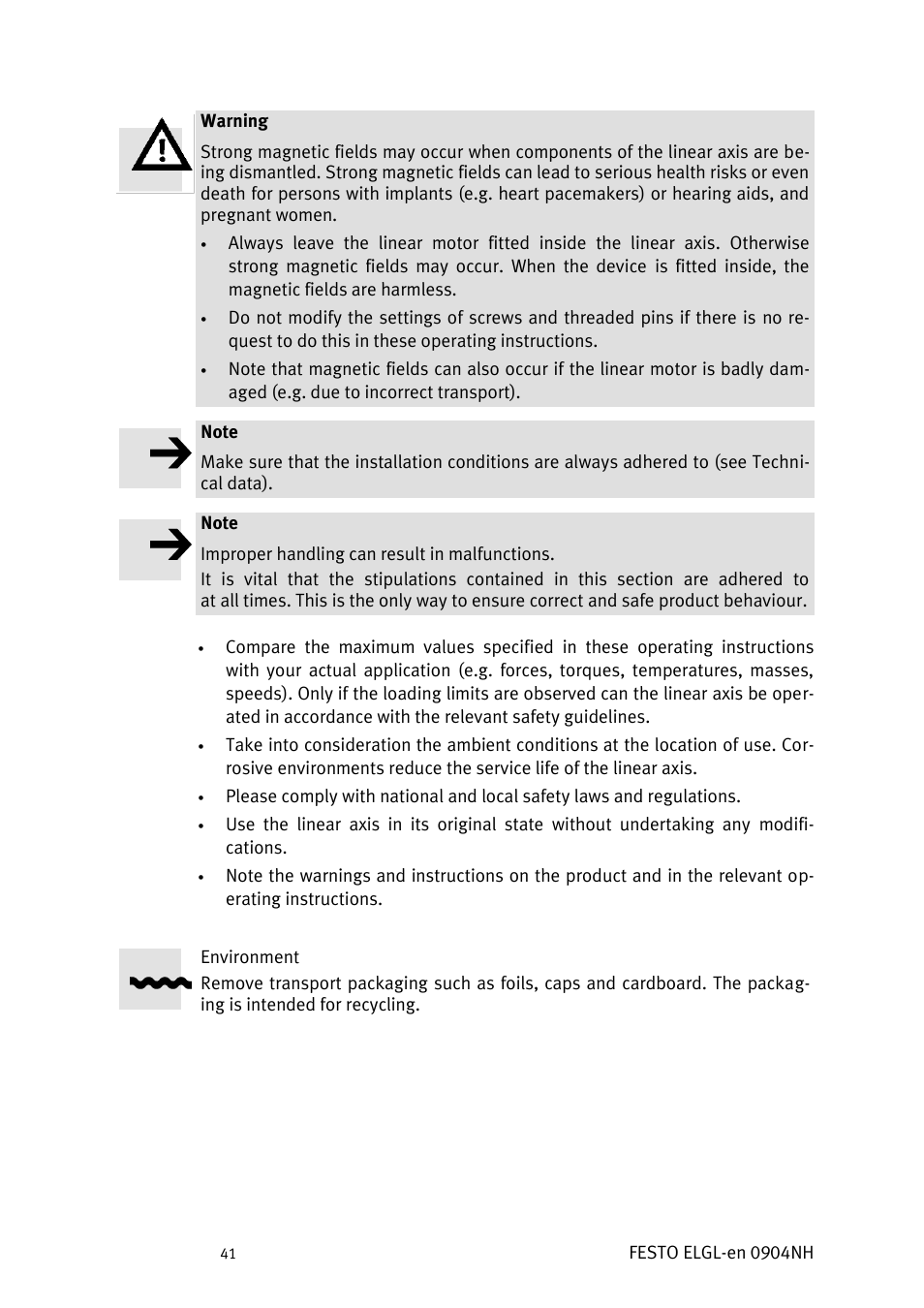 Festo Линейный привод ELGL-LAS User Manual | Page 42 / 216