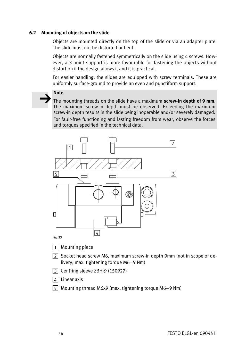 Ounting of objects on the slide | Festo Линейный привод ELGL-LAS User Manual | Page 47 / 216