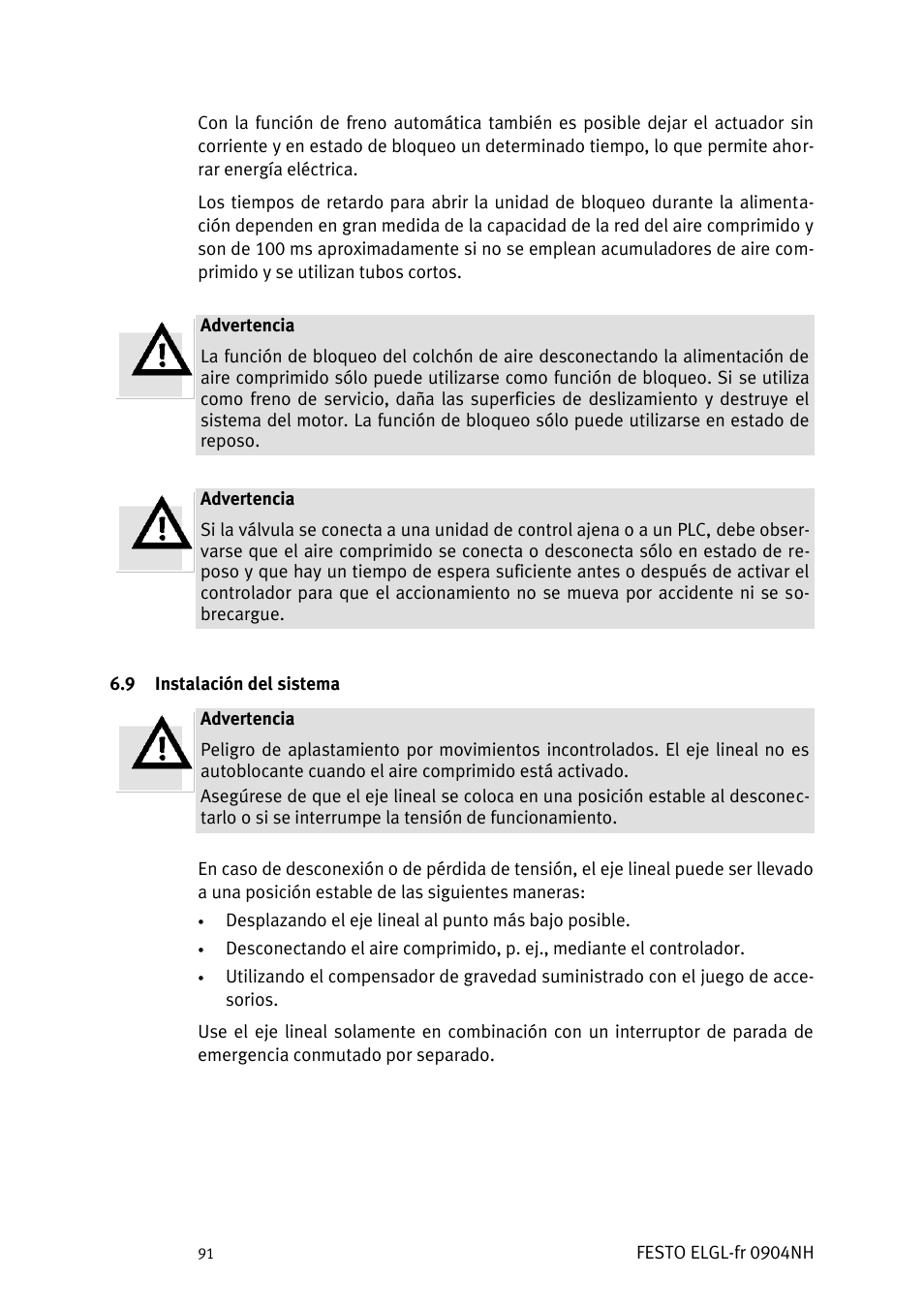 Nstalación del sistema | Festo Линейный привод ELGL-LAS User Manual | Page 92 / 216