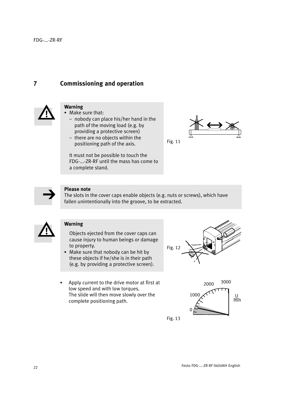 7 commissioning fig. 11 and operation, 7commissioning and operation | Festo Пассивные нправляющиеFDG-ZR-RF User Manual | Page 22 / 76