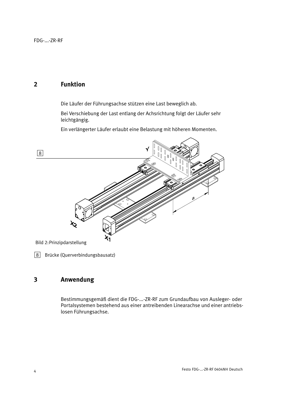 2 funktion, 3 anwendung, 2funktion | 3anwendung | Festo Пассивные нправляющиеFDG-ZR-RF User Manual | Page 4 / 76