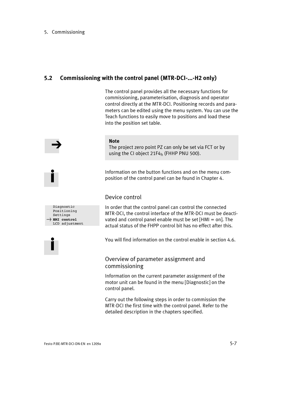 Device control, Overview of parameter assignment and commissioning | Festo Электромотор MTR-DCI User Manual | Page 105 / 316