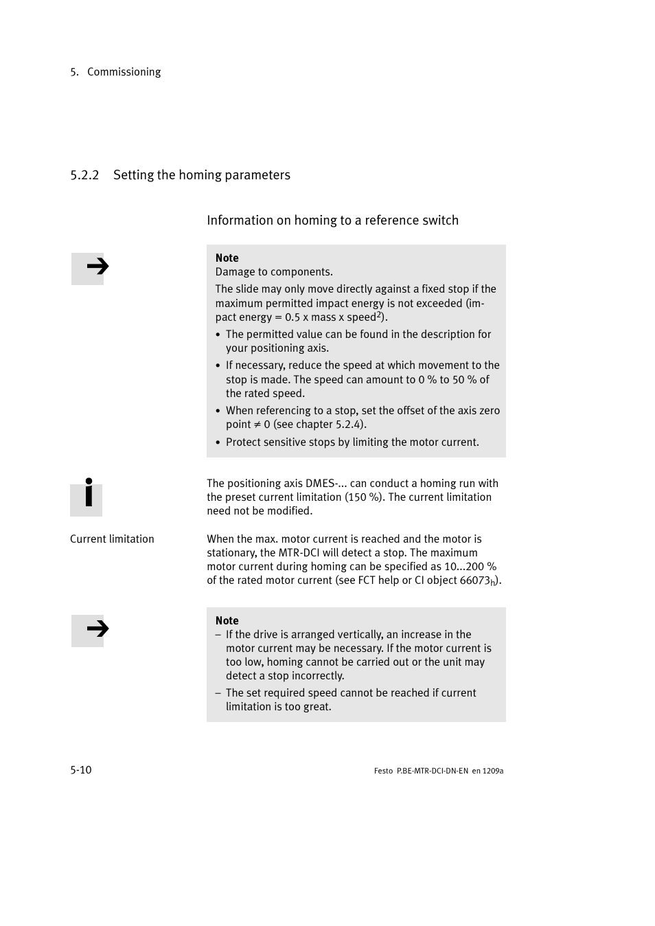 2 setting the homing parameters | Festo Электромотор MTR-DCI User Manual | Page 108 / 316