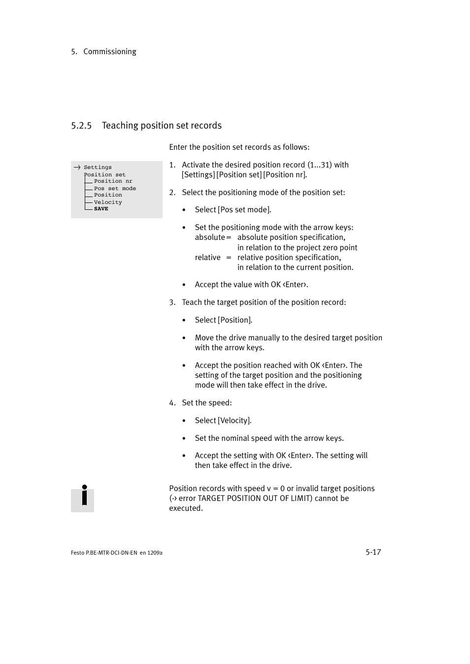 5 teaching position set records | Festo Электромотор MTR-DCI User Manual | Page 115 / 316