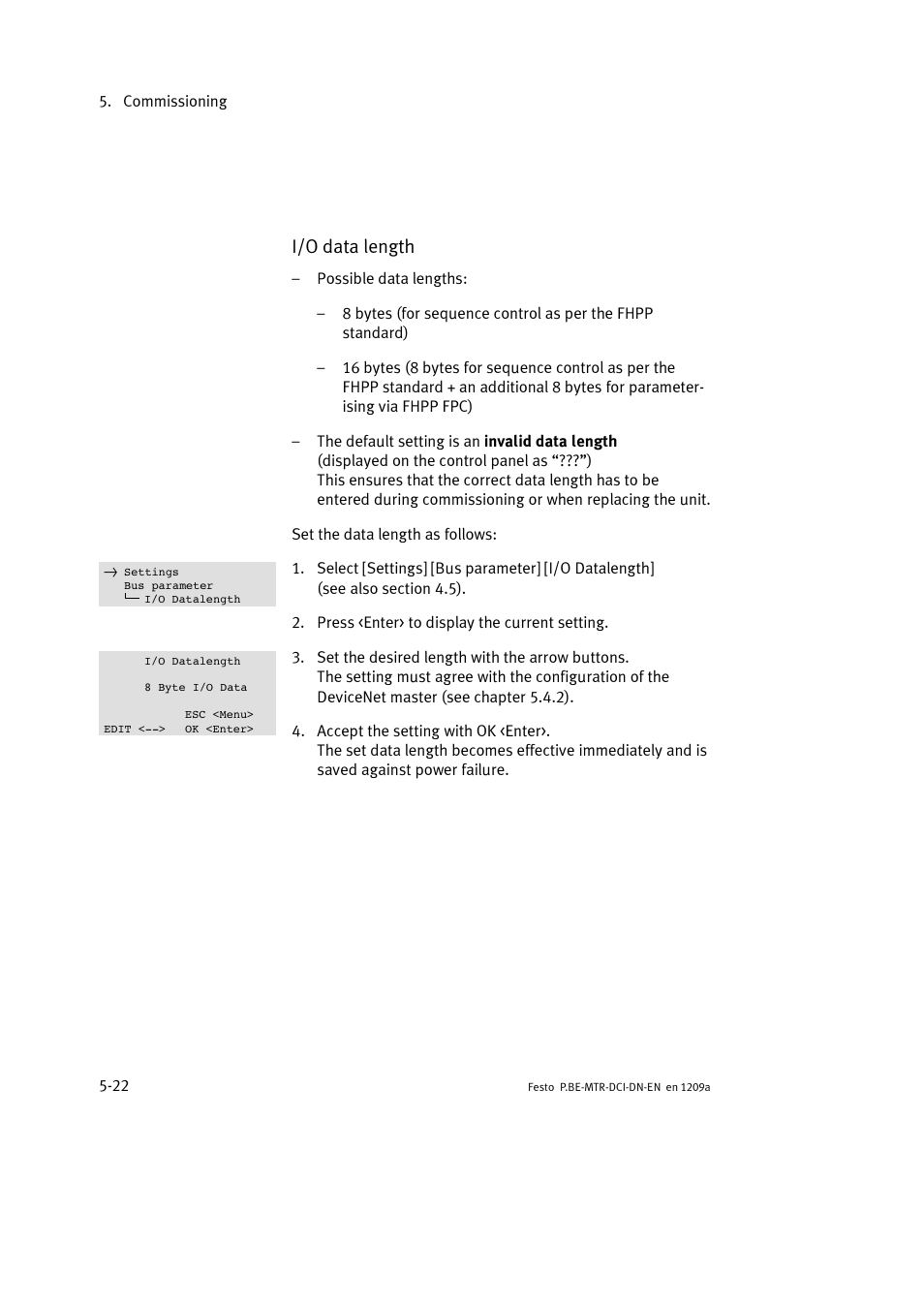 I/o data length | Festo Электромотор MTR-DCI User Manual | Page 120 / 316