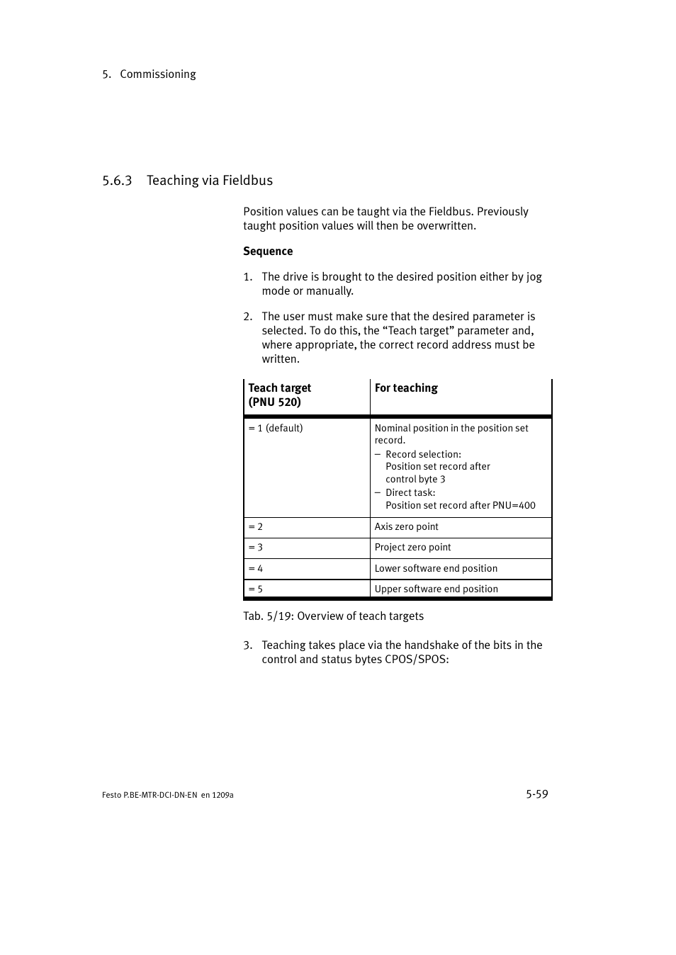 3 teaching via fieldbus | Festo Электромотор MTR-DCI User Manual | Page 157 / 316