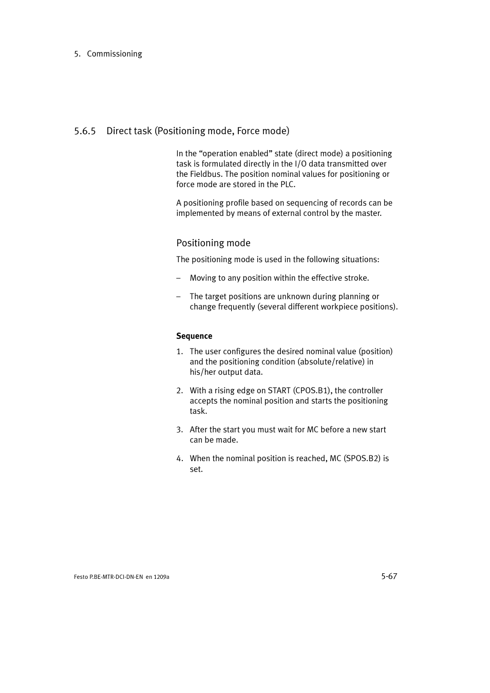 5 direct task (positioning mode, force mode) | Festo Электромотор MTR-DCI User Manual | Page 165 / 316