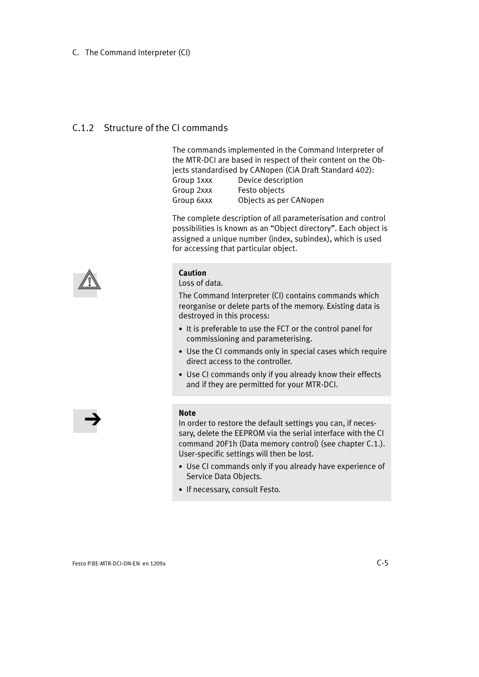 C.1.2 structure of the ci commands | Festo Электромотор MTR-DCI User Manual | Page 279 / 316