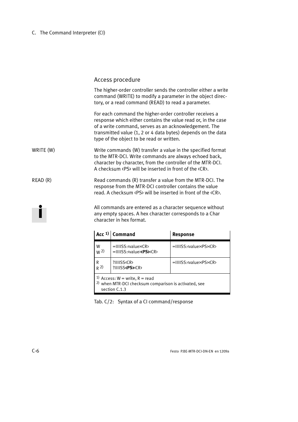 Access procedure | Festo Электромотор MTR-DCI User Manual | Page 280 / 316