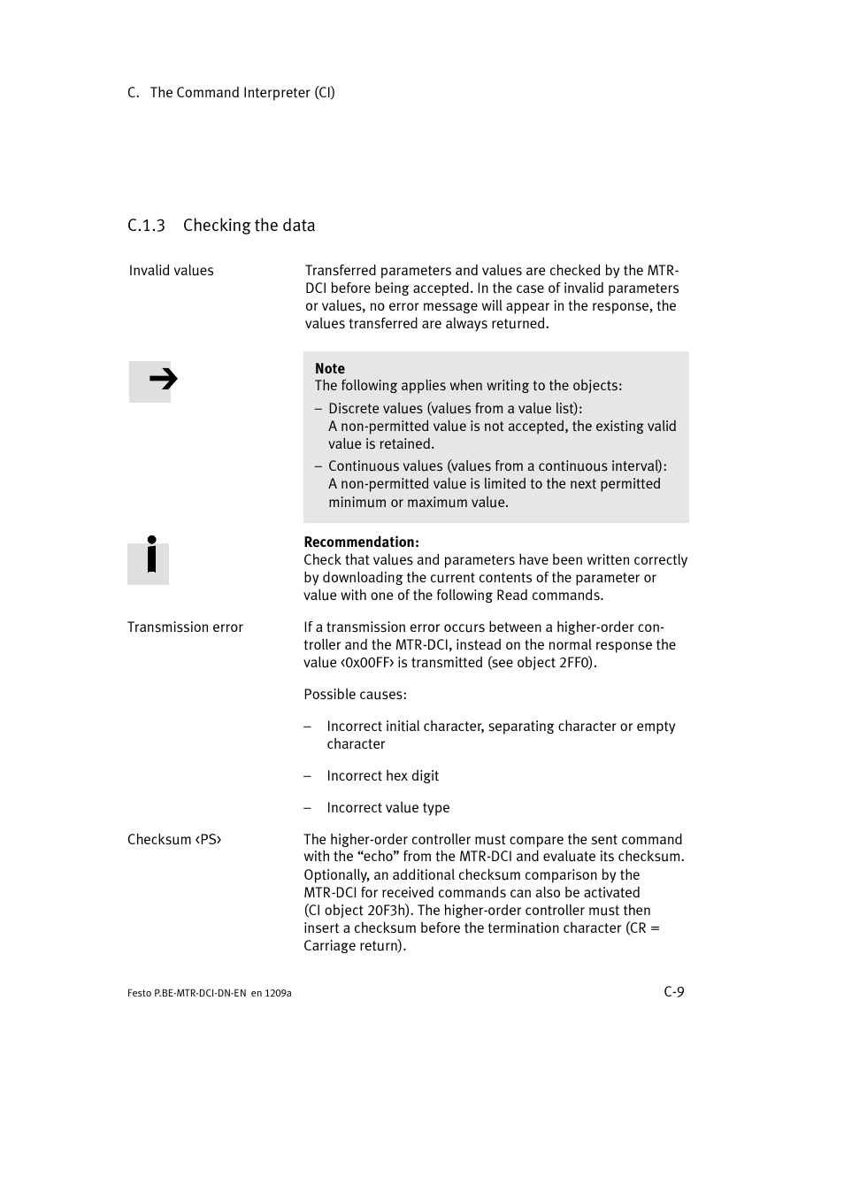 C.1.3 checking the data | Festo Электромотор MTR-DCI User Manual | Page 283 / 316