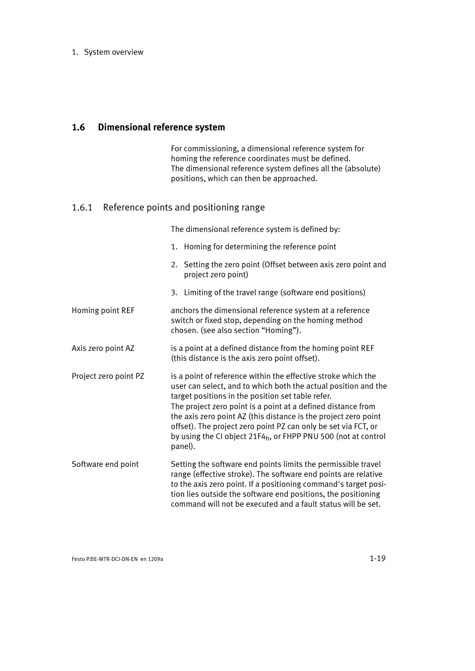 6 dimensional reference system, 1 reference points and positioning range | Festo Электромотор MTR-DCI User Manual | Page 41 / 316