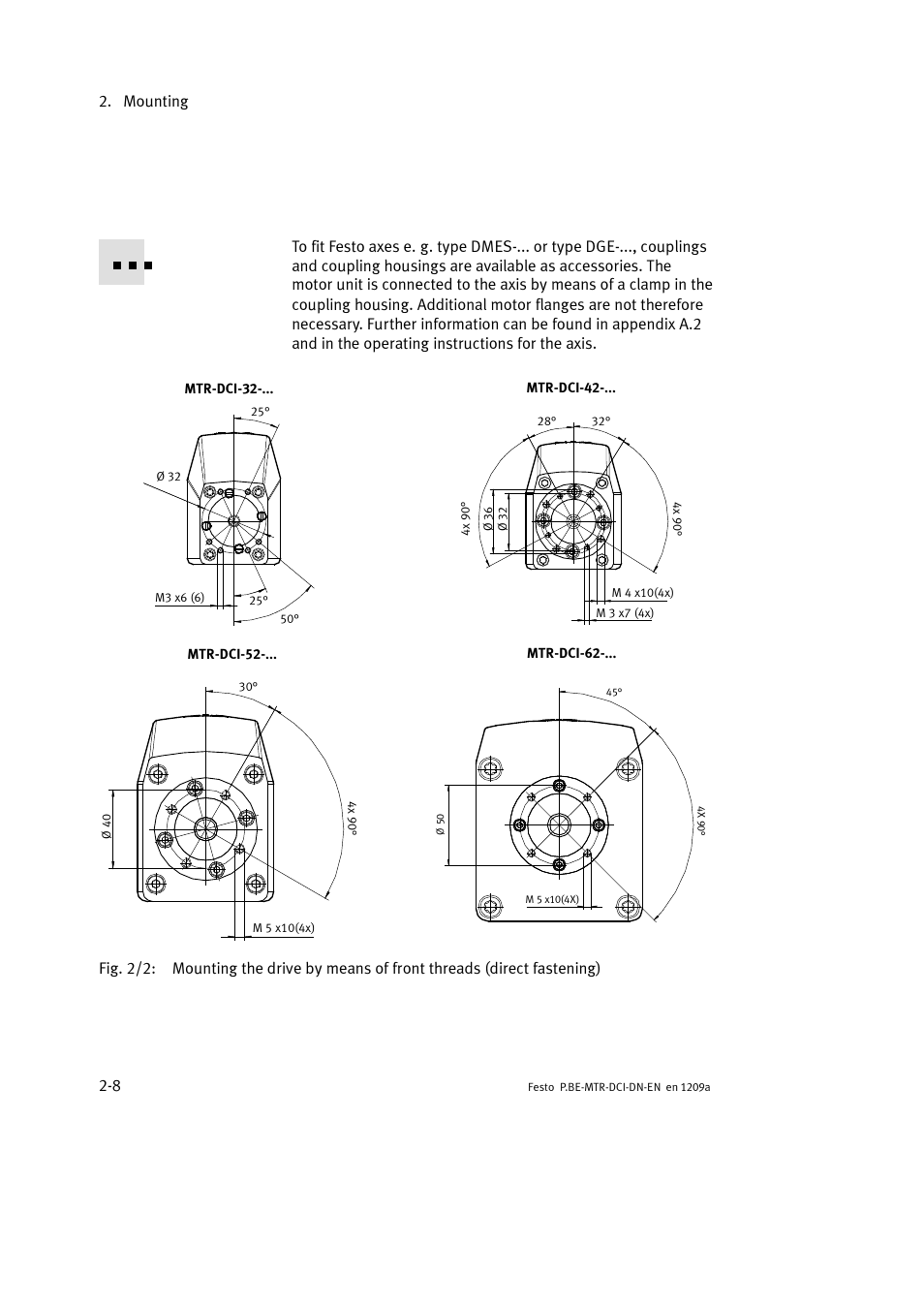 Mounting 2-8 | Festo Электромотор MTR-DCI User Manual | Page 56 / 316