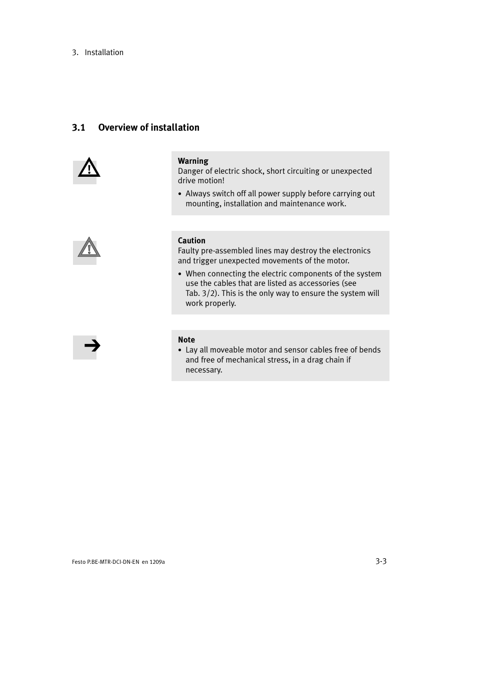 1 overview of installation | Festo Электромотор MTR-DCI User Manual | Page 59 / 316